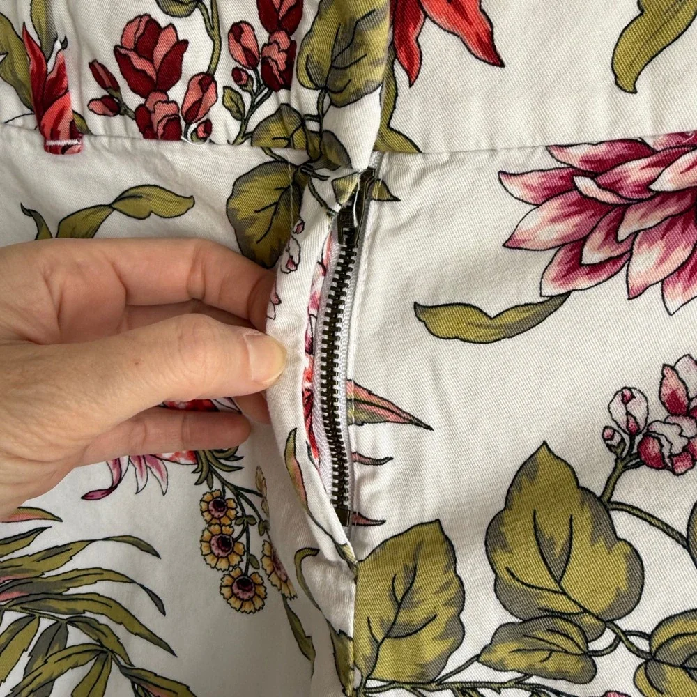 LOFT Outlet White Tropical Print Floral Ladies 4